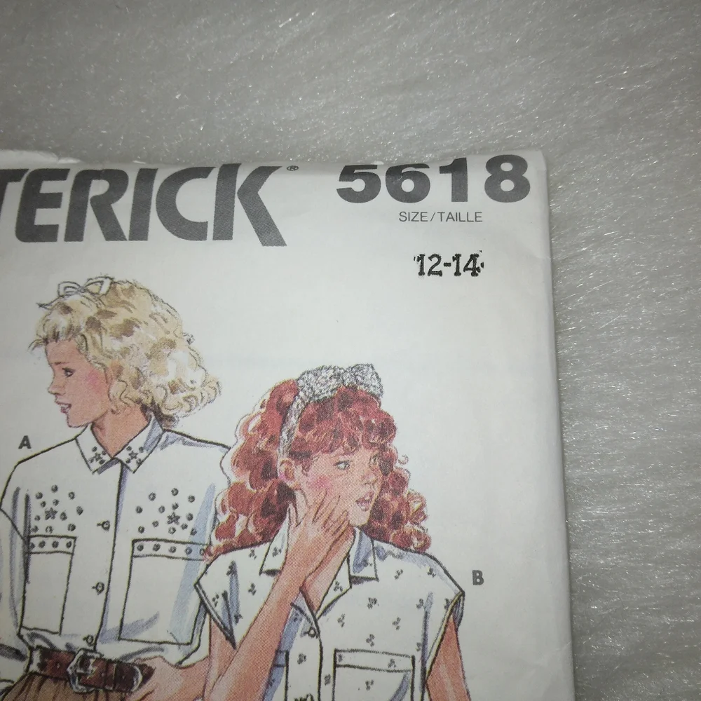 BUTTERICK 5618 Sz 12-14 Girls' loose fitting top and skirt with yoke
